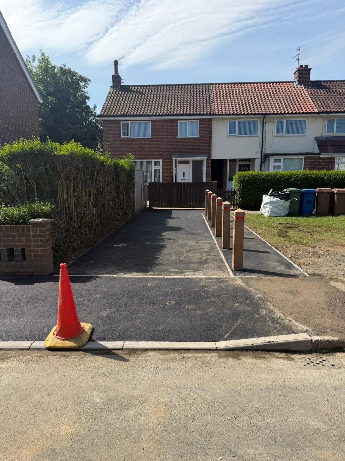 New tarmac drive & drop kerb — after